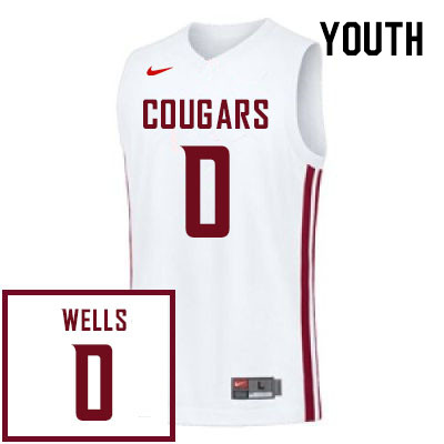 Youth #0 Jaylen Wells Washington State Cougars College Basketball Jerseys Stitched Sale-White